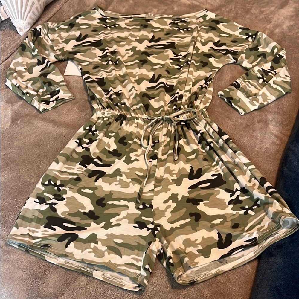 Passion of Essence Camouflage Print Jumpsuit Romper